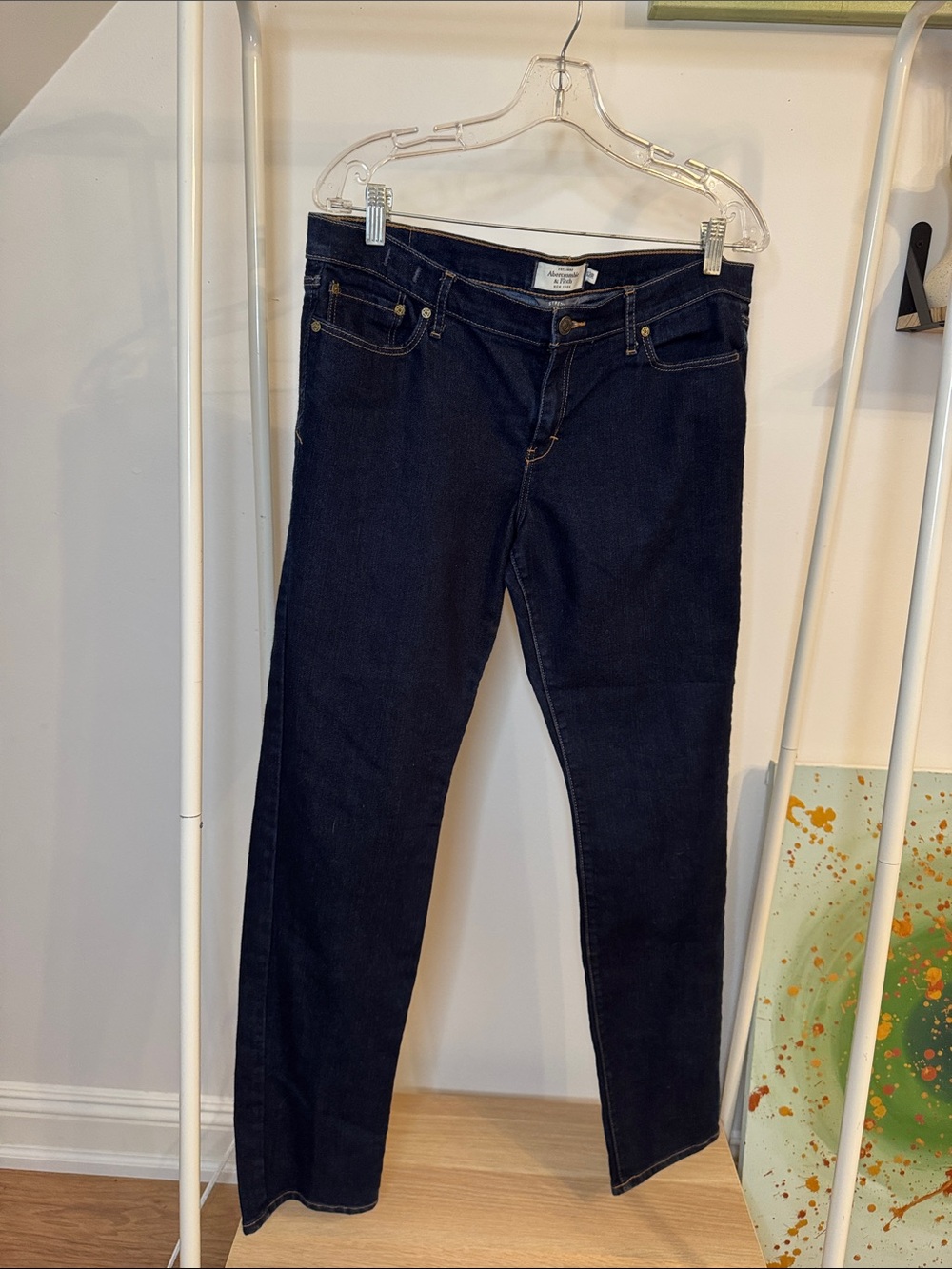 Abercrombie & Fitch Dark Blue Women’s Straight-Leg Jeans